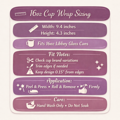 UV DTF Transfer - 16oz Cup Wrap - Mom Life