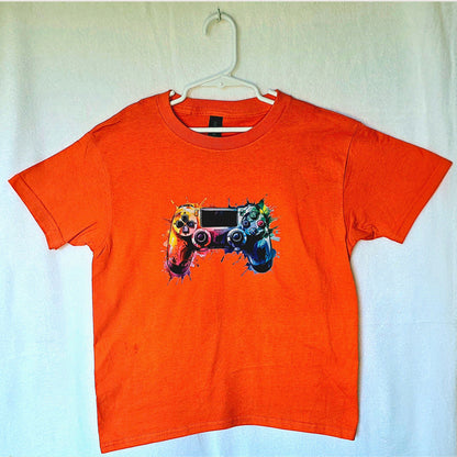 Color Splash Gamer Tee – Kids Graphic Controller Shirt