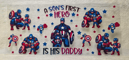 UV DTF Transfer - 16oz Cup Wrap - Son's First Hero