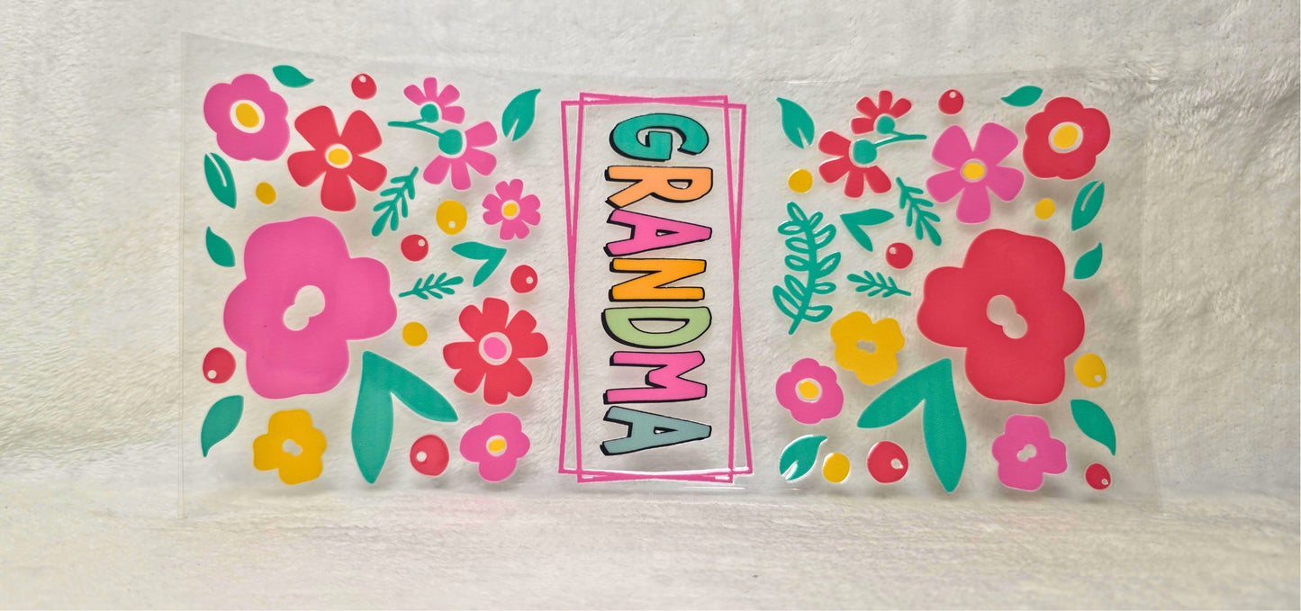 UV DTF Transfer - 16oz Cup Wrap - Floral Grandma