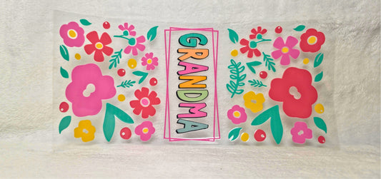 UV DTF Transfer - 16oz Cup Wrap - Floral Grandma