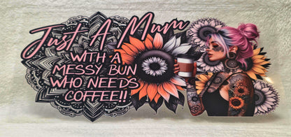 UV DTF Transfer - 16oz Cup Wrap - Just A Mum