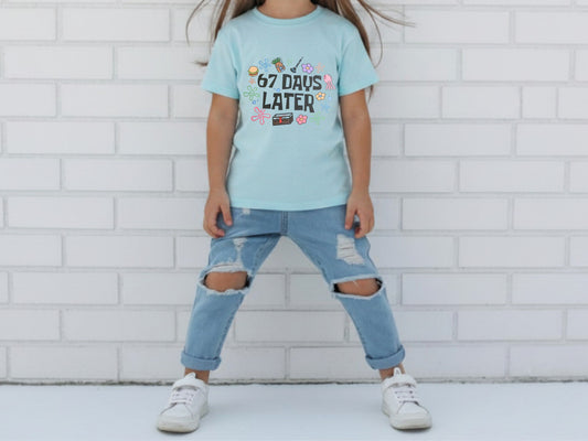 Kids Light Blue Graphic Tee – “6/7” Design – A4 Lightweight Shirt